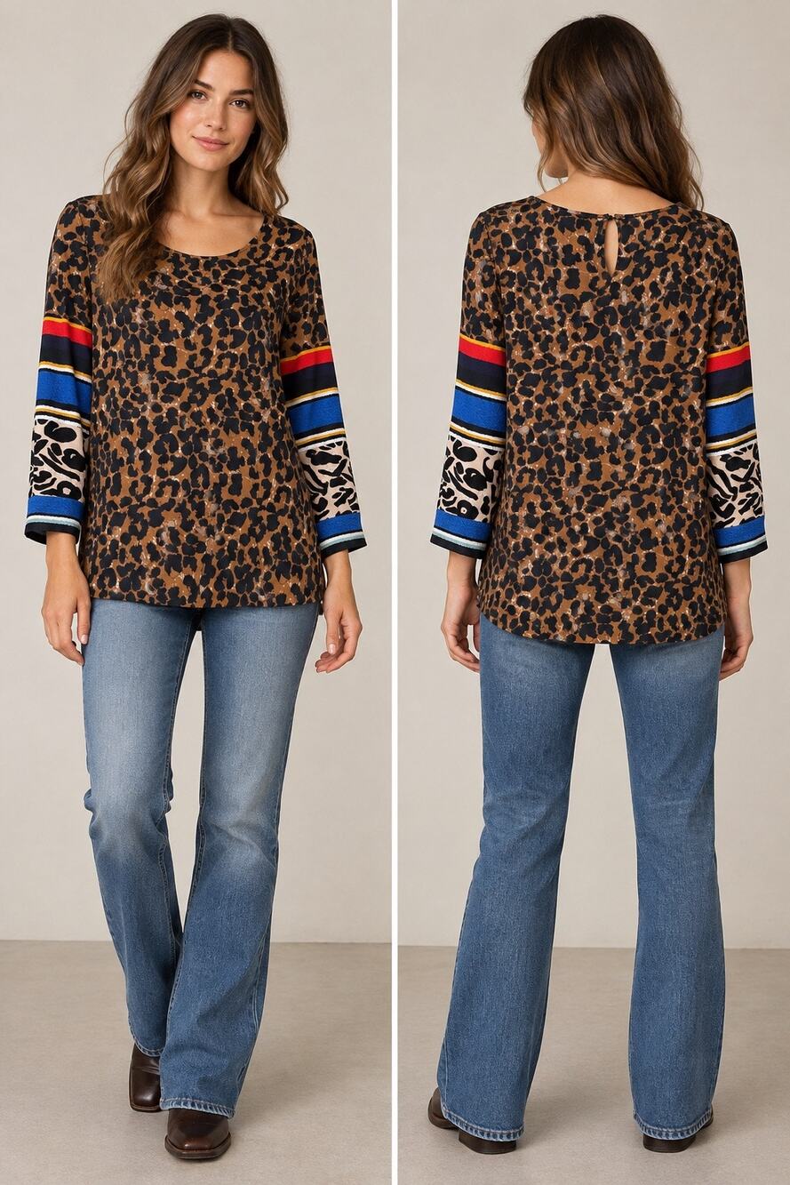 Kobi Halperin Harper Blouse Leopard Caramel Multi Size Small ASO